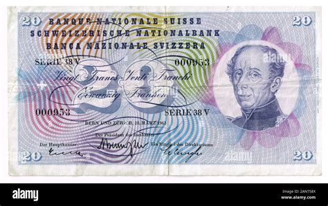 20 Swiss Francs Old Swiss Banknote Swiss Stock Photo Alamy