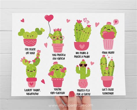 Valentine Cacti Clipart Premium Design By MyClipArtStore