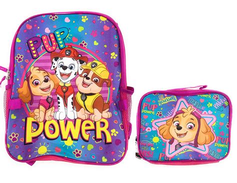 Paw Patrol Pup Power Girls 16 School Backpack Book Bag With Lunch