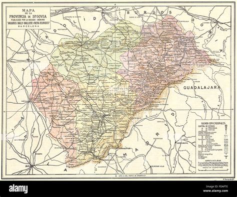Spanien Mapa De La Provincia De Segovia 1913 Stockfotografie Alamy
