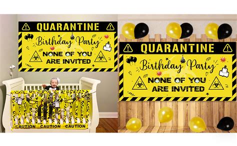 Quarantine Birthday Decorations Banner Social Distancing Backdrop Bday Party Idea