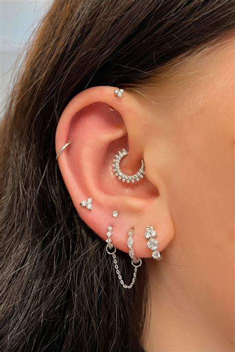 Cartilage Piercing Inspiration Forward Helix Helix Daith Stacked
