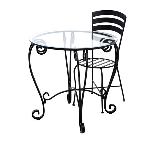 This iron side table is perfect for adding a touch of class to any room. 71% OFF - Wrought Iron Round Glass Top Breakfast Table ...