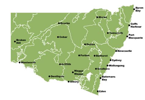 Map Of New England Area Nsw
