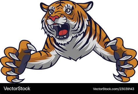 Angry Leaping Tiger Royalty Free Vector Image Vectorstock