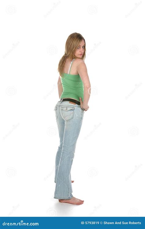 Rear View Of Woman In Faded Blue Jeans Royalty Free Stock Images Image 5793819