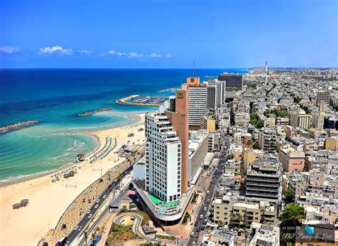 Cityscape image of tel aviv, israel during sunset. Tel Aviv-Yafo Beaches