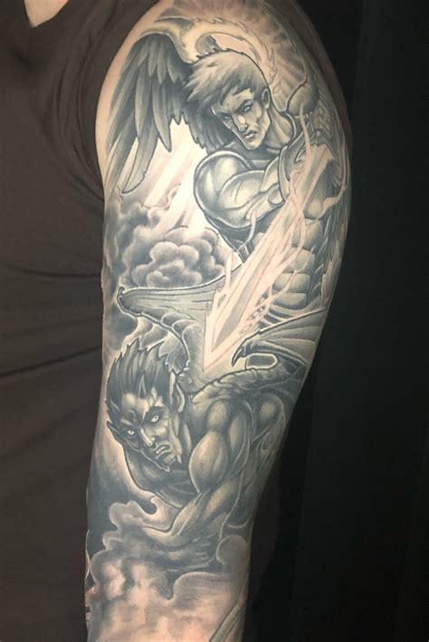 Angel And Demon Tattoo Half Sleeve