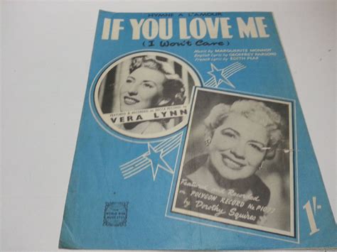 If you love me, I wont care, Hymne A L'Amour, Marguerite Monnot, vintage music sheet, features 
