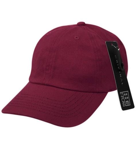 Washed Low Profile Cotton And Denim Baseball Cap Burgundy Cy12nt5tqq2
