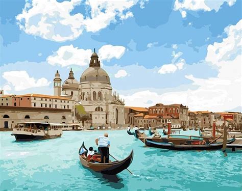 Venice Canal Gondolas Paint By Numbers Numeral Paint Kit