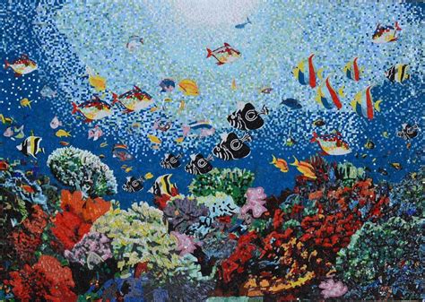 Aquatic Ocean Scene Glass Mosaic Pool Tiles Marine Lifeandnautical
