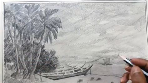How To Draw Scenery Of Seascape Sketch Step By Stepdraw A Beautiful