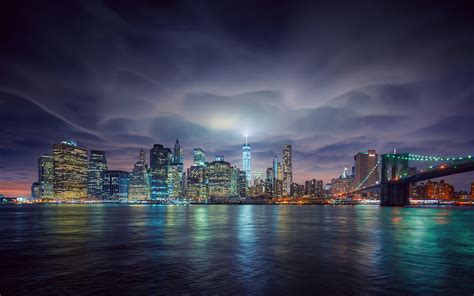 New York City Skyline At Night Hd Wallpaper Background Image 1920x1200