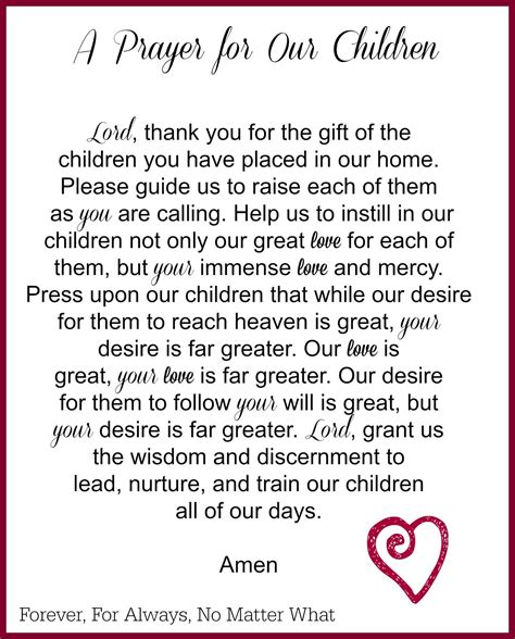 A Prayer For Our Children Forever For Always No Matter What