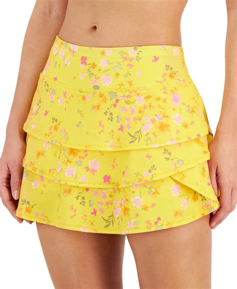 Id Ideology Womens Active Floral Print Tiered Flounce Skort Created