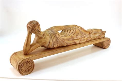 Etruscan Manner Wood Sculpture Of A Reclining Woman At 1stdibs