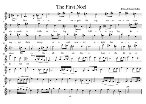 The First Noel For 5x7 Lyre With Lyrics Sheet Music For Clarinet