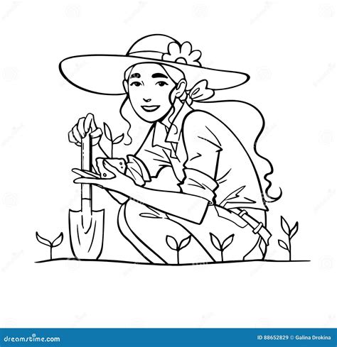 Young Woman Gardening Stock Vector Illustration Of Farmer 88652829