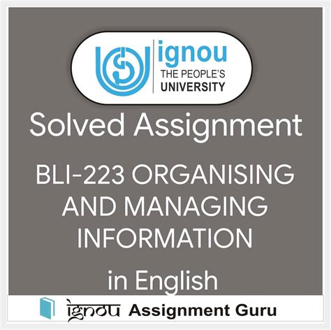 BLI-223 ORGANISING AND MANAGING INFORMATION in English Solved Assignment 2018-2019 | SOLVED ...