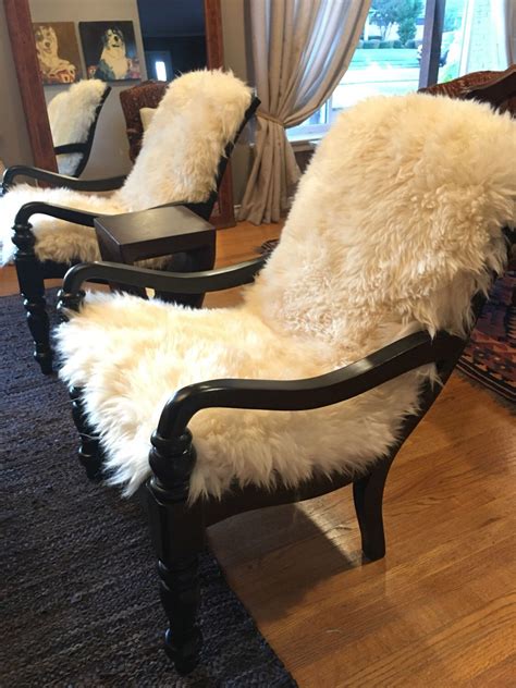 Western Rustic Sheepskin Chair Set Etsy Sheepskin Chair Bedroom