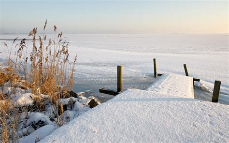 Snow Covered Beach Walkway Wallpaper Nature And Landscape Wallpaper