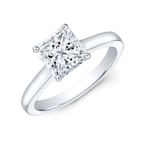 1ct Princess Cut Natural Diamond Classic 4 Prong Solitaire Engagement