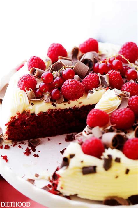 Prepare the red velvet cake: Red Velvet Cake with Cream Cheese Frosting Recipe | Diethood