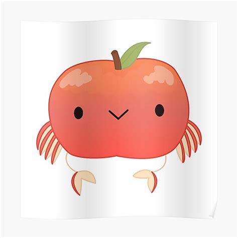 Cute Crab Apple Flat Illustration Fruit Animal Poster For Sale By