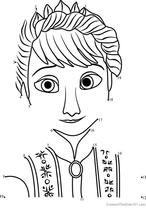 Elsa And Hans Frozen Dot To Dot Printable Worksheet Connect The Dots F5A