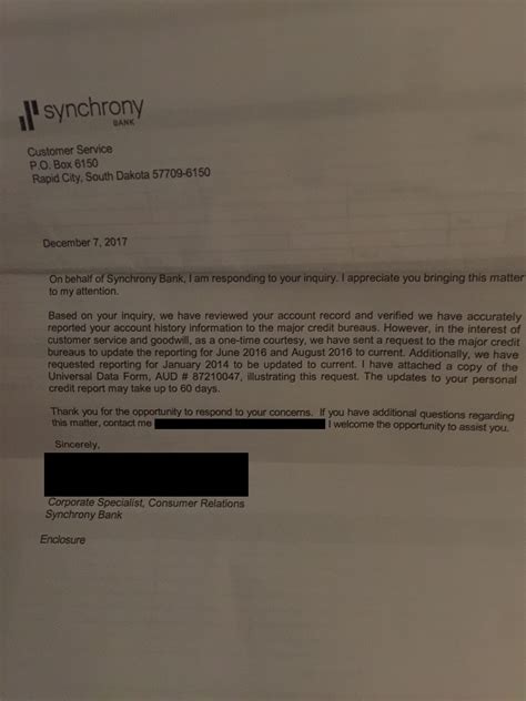 Synchrony Bank goodwill letter success (all lates - myFICO® Forums