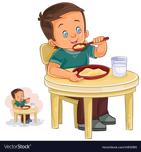 Boy Eating Breakfast Cartoon