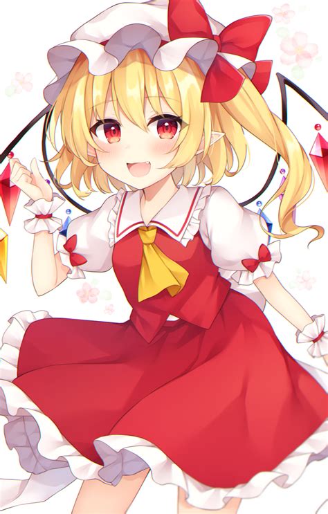 Miy Flandre Scarlet Touhou Absurdres Commentary Request Highres 1girl D Arm Up Ascot