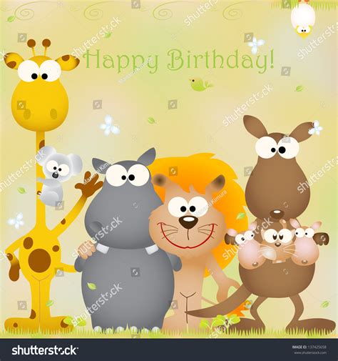 Vector Illustration Birthday Card Animal Bug Stock Vector 137425658