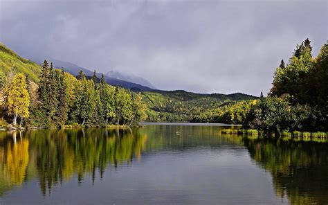 Bonnie Lake Canada Mountains Forest Autumn Beautiful Lakes Hd