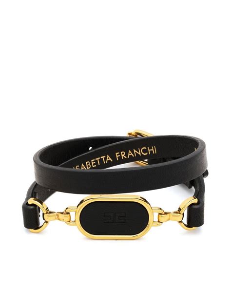 Buy Elisabetta Franchi Logo Plaque Bracelet Black At 69 Off