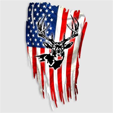 Download Whitetail Deer Decal American Flag Hunting Window Truck ...