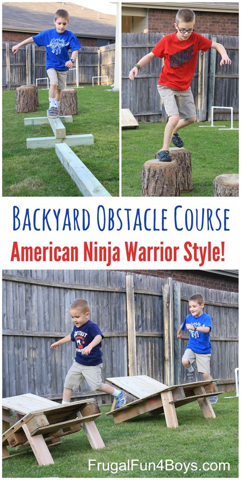 Go outside and find things you already own in your toy storage box. DIY American Ninja Warrior Backyard Obstacle Course - Frugal Fun For Boys and Girls