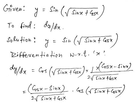 find dfrac{dy}{dx} when y sin sqrt{sin x cos x}