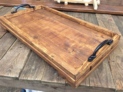 Rustic Wooden Serving Tray made from reclaimed pallet wood | Wooden serving trays, Serving tray ...