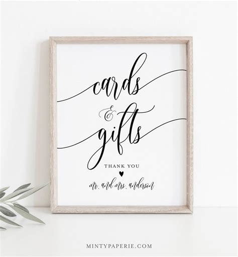Cards And Ts Sign Printable Wedding T Editable Template Modern
