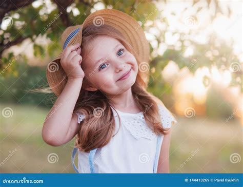 Summer Outdoor Portrait Of Beautiful Happy Child Stock Image Image Of