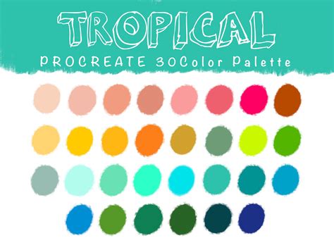 Tropical Color Procreate Color Palette Tropical Palette Custom Color