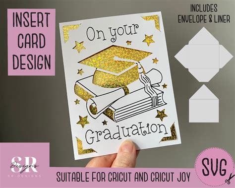 Svg Graduation Insert Card Cricut Joy Friendly Draw And Cut Etsy