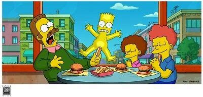 The Simpsons Movie Naked Bart Ned Flanders Praying Burgers And Fries Gicl E Art Ebay