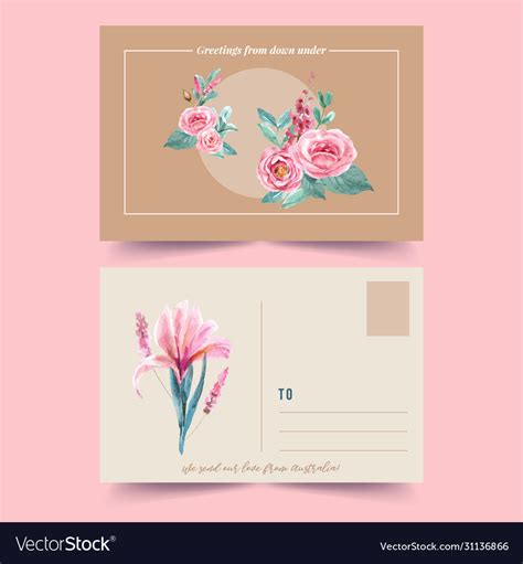 Floral Charming Postcard Design With Vintage Vector Image