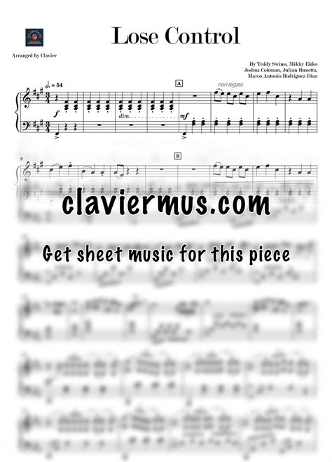 Teddy Swims Lose Control Sheet Music For Piano Pdf