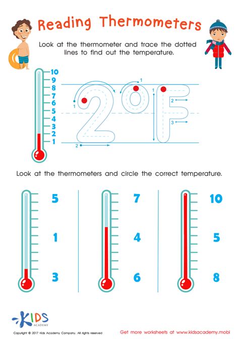 Reading Thermometers Printable Free Reading Worksheet For Kids
