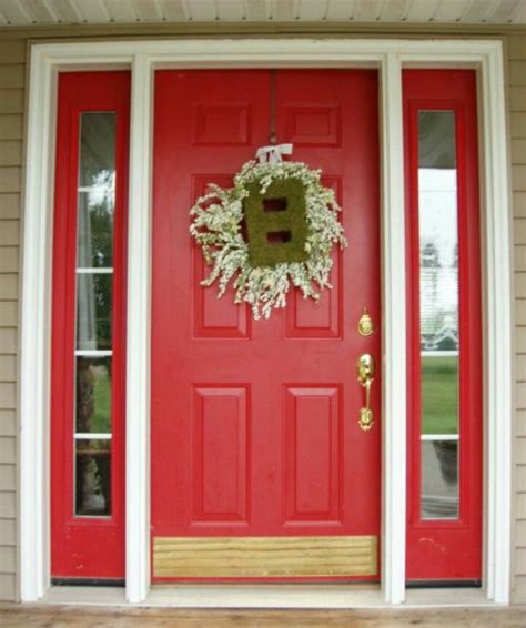 Red Front Door With Red Sidelights White Trim Best Front Doors Red