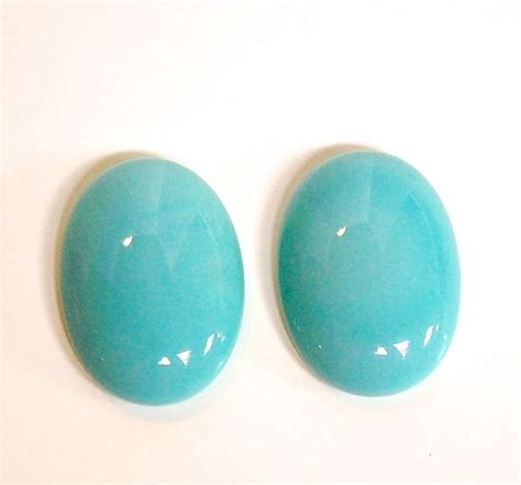 Vintage German Turquoise Blue Glass Cabochons 25mm X 18mm 1